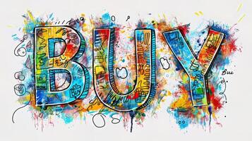 The word Buy created in Doodle Lettering. photo