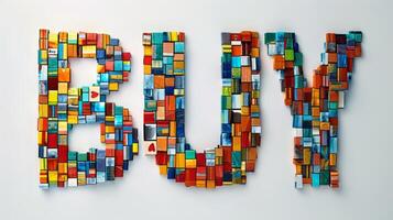 The word Buy created in Paper Mosaic. photo