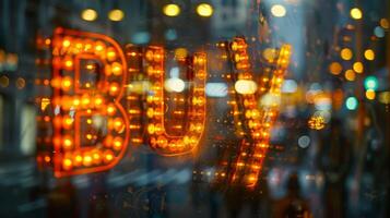 Orange LED Buy concept creative art poster. photo