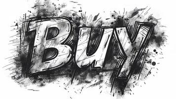 The word Buy created in Ink Drawing. photo