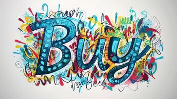The word Buy created in Hand-Lettering. photo