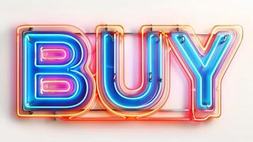 The word Buy created in Neon Lettering. photo