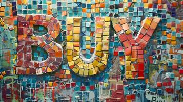 Mosaic Tile Buy concept creative art poster. photo