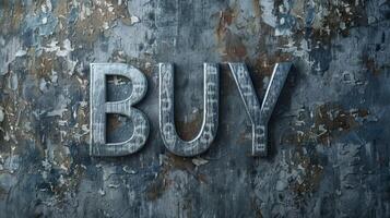 Grey Glossy Surface Buy concept creative art poster. photo