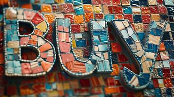 Mosaic Tile Buy concept creative art poster. photo