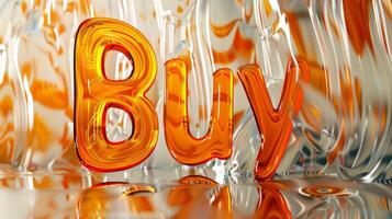 Orange Glossy Surface Buy concept creative art poster. photo