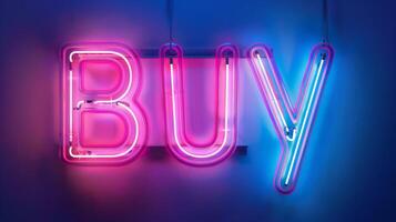 The word Buy created in Neon Lettering. photo