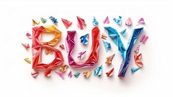 The word Buy created in Origami Lettering. photo