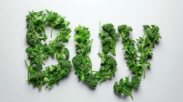 The word Buy created in Parsley Typography. photo