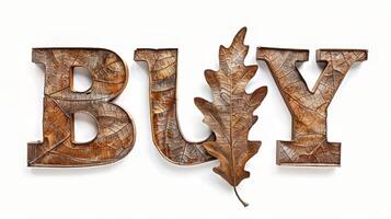 The word Buy created in Oak Leaf Letters. photo