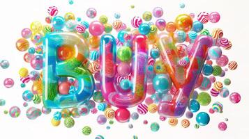 The word Buy created in Lollipop Typography. photo