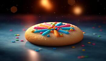 beautifully decorated sugar cookie. photo