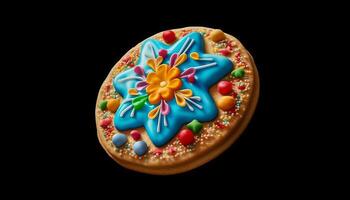 beautifully decorated sugar cookie. photo