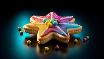 beautifully decorated sugar cookie. photo