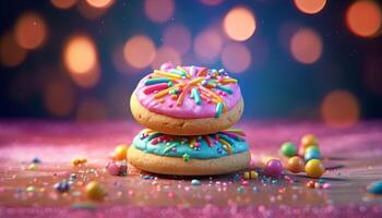 beautifully decorated sugar cookie. photo