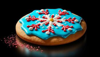 beautifully decorated sugar cookie. photo