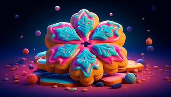 beautifully decorated sugar cookie. photo