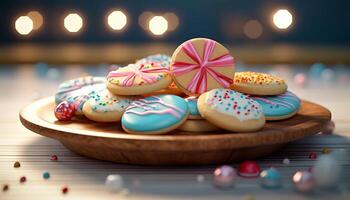 beautifully decorated sugar cookie. photo