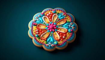 beautifully decorated sugar cookie. photo