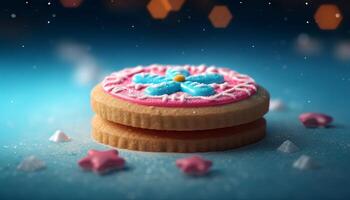 beautifully decorated sugar cookie. photo