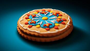 beautifully decorated sugar cookie. photo