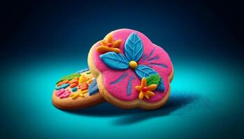 beautifully decorated sugar cookie. photo