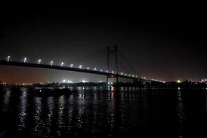Night or Dark view of Second Hooghly Bridge or Vidyasagar Setu photo
