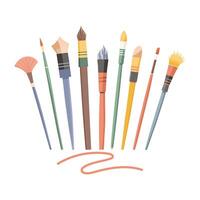 Set of brushes for painting. Collection of artist tools isolated on white. Illustration, design element vector