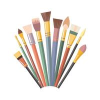 Set of brushes for painting. Collection of artist tools isolated on white. Illustration, design element vector