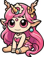 Lovable and imaginative magical beast, great for fantasy designs and fairy tale themes. vector
