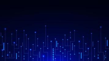 Abstract technology with connected lines dots and arrows on dark blue background. Digital connection, high technology and communication design vector
