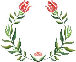 Abstract leaves. Wreath of beautiful green branches isolated on background. For your design vector