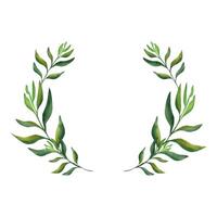 Abstract leaves. A wreath of beautiful green twigs on a white stock. For your design vector