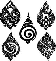 Thai Pattern Style in Flat Illustrations with Silhouette Patterns as Decorations vector