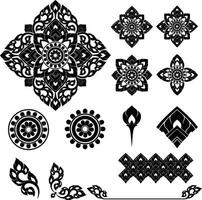 Thai Pattern Style in Flat Illustrations with Decorations with Silhouette Patterns vector