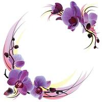White greeting card with violet orchids.eps vector