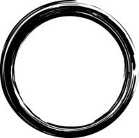 Grunge circle frame. Grunge circle drawn with brush strokes. Circle drawn in ink. Grunge frame contains stains, scratches, cracks, unevenness and other elements that create a worn effect. vector