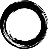Grunge circle frame. Grunge circle drawn with brush strokes. Circle drawn in ink. Grunge frame contains stains, scratches, cracks, unevenness and other elements that create a worn effect. vector
