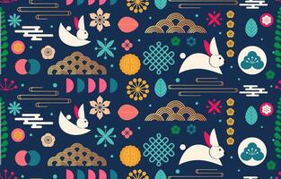 seamless pattern with Mid Autumn Festival element vector