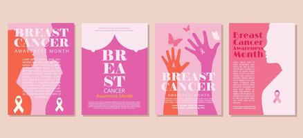 Breast Cancer Awareness Month set banner for social media, cover, background vector