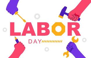 Labor Day Illustration with flat style vector