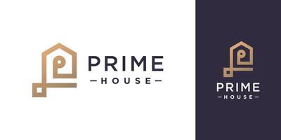 House design element idea with creative letter P concept high resolution vector