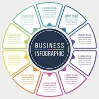 Infographic design circle 10 steps or elements business information colored template vector