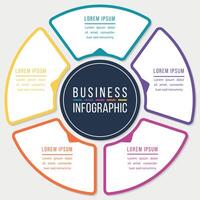 Infographic design circle 5 steps or elements business information colored template vector