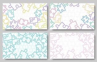 Set of abstract background patterns with colorful puzzle pieces and empty space for design vector