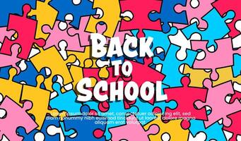 Back to school colorful Puzzle banner design template. Colorful Back to school puzzle background. vector