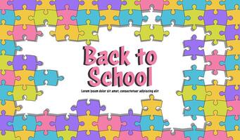Abstract background pattern with colorful puzzle pieces and empty space for design vector