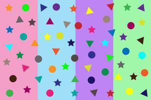 Seamless rainbow shapes pattern design. Multicolored shapes in the form of rainbow elements are randomly. vector