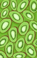 The green background of the Kiwi and the seeds are black vector