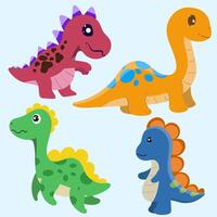 Dinosaurs collection Cute character Isolated on a white background funny dinosaurs collection set for greeting card design, congratulation and invitation postcard creation. vector
